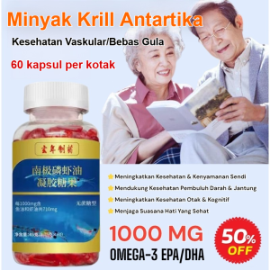 60 Butir Minyak Krill Antartika Minyak Krill Antartika Astaxanthin Alami Minyak Krill Kesehatan Antartika Potongan Minyak Untuk Pembuluh Darah Sehat Meningkatkan Sirkulasi Darah Kapsul Minyak Krill Kesehatan Hadiah