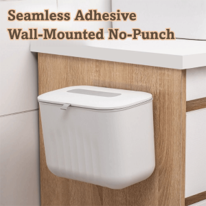 OOF 7/11 ลิตร ถังขยะติดผนัง ไม่มีรู พร้อมฝาปิด ถังขยะแขวนผนัง ขนาดกะทัดรัด ป้องกันน้ำ ถังขยะในห้องน้ำ ครัวเรือน