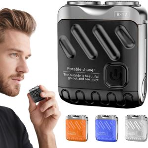 Portable Rotary Dual Ring Electric Shaver 2025 NewRotary Dual Ring Electric Razor for Men USB Rechargeable One-Button Long Lasting for Home Travel (Blue)