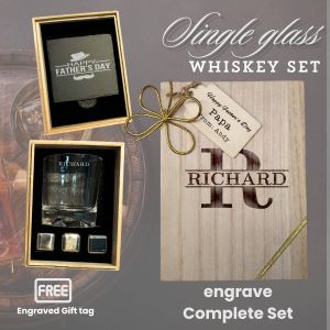 Engraved Personalized Wooden Whiskey Glass Set Christmas Corporate Giveaway Round Stainless Steel Groom Groomsman Ninong Principal Sponsor Wooden Box Engraved Box Gifts Fathers Day Gift