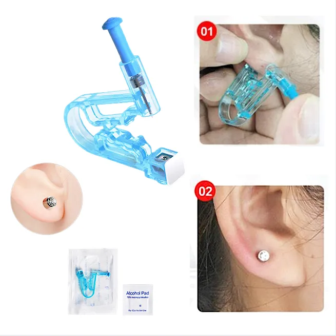 Painless Piercing Earrings Set Ear Cartilage Tragus Helix Gun Tool