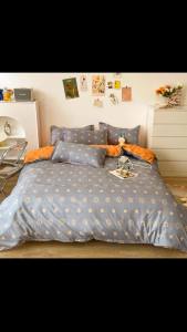 TRỌN BỘ 4 MÓN CHĂN GA GỐI COTTON POLY NHẬP MẪU CAM KẺ SIÊU XINH [MẪU CỰC CUTE] "sỉ lẻ"