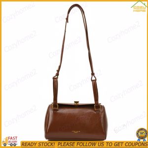 [CY] Women Girls PU Leather Solid Color Shoulder Bag Adjustable Strap Stylish Cylinder Crossbody Purse for Shopping Work & Daily Use
