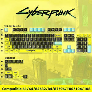 FANTASY T MALL High Quality 120 Keys Metallic Paint Cyberpunk & Delta Force PBT Keycap Set Premium OEM Profile Durable Fade Resistant Anti Shine Surface MX Switch Compatible Stylish Gaming Mechanical Keyboard Keycaps