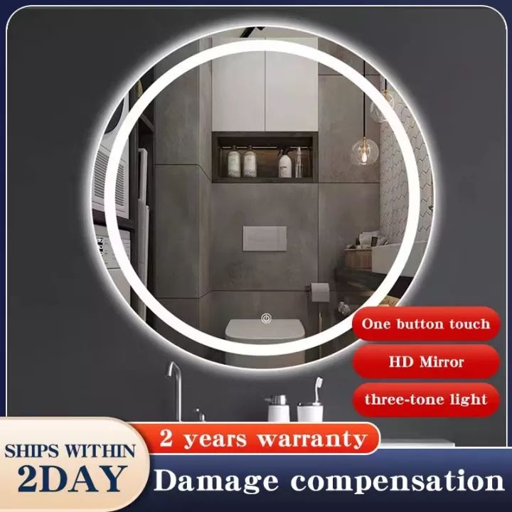 【COD】Bathroom LED mirror round smart makeup mirror bathroom bedroom ...