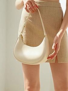 European and American vintage genuine leather crescent bag top-layer cowhide bag simple and versatile shoulder and crossbody womens bag