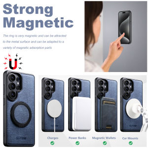 0930[Local Stock] Christmas Halloween SUTENI Magnet Wireless Charging Phone Case Faux Leather 360° Rotating Stand Ring Buckle For Samsung Galaxy S26Ultra S25 S24 S23 h261009