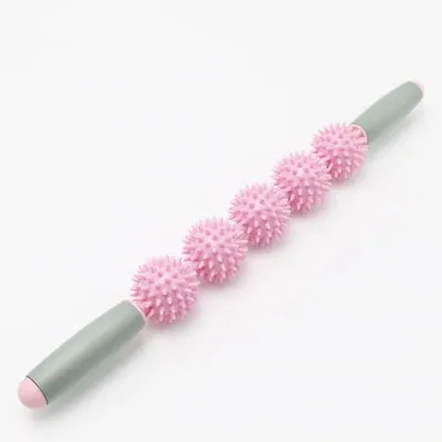 Pressure Point Muscle Roller Spiky 5 Ball Massage Stick Relax Muscle Roller Yoga Pilates Ball Cellulite Remove Stick Exercise Ball (random color)