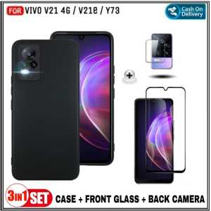 Paket 3IN 1 Full Case Vivo Y36 V21 4G V21e Y73 Casing Premium SoftCase Free Tempered Glass + Camera