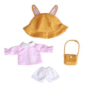 PANG8 Kindergarten Ob11 Doll Clothes Rabbit Bear Ears Fisherman Hat BJD Doll Outfit Doll Accessories Handmade Obitsu11 School Uniform GSC YMY