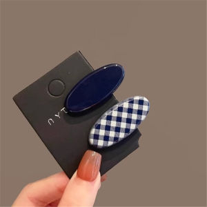 New Korean Style Side Clip Blue Plaid Bangs Clip Temperament Leopard Print Duckbill Hair Clip 2Pcs