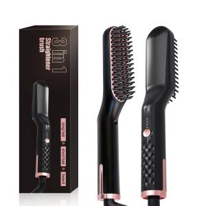 Mens Electric Beard Straightener Negative Ion Hair Straightening Brush Hair Straightener Wet & Dry Quick Styler