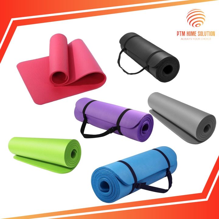 ⭐NBR 瑜伽垫健身房运动垫超厚防滑 【免费肩带】⭐NBR Exercise Gym Yoga Mat Extra Thick Non
