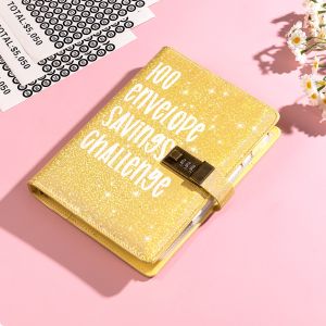100 Envelope Money Saving Challenge Binder 100 Ipon Challenge Paper Bills PU Leather for Cash Saving Binder with Transparent Binder