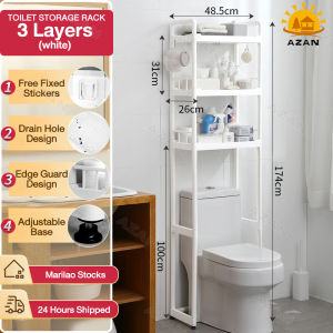 【24 Hours Shipped】3-Tier Plastic Bathroom Organization Toilet Rack Space Saver Smart Shelf Organizer Bathroom Over Toilet Storage Rack High Quality PP 2 Tiers