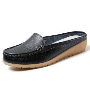 Sepatu Wanita Casual Musim Panas Korea Kulit Sepatu Wanita Casual Slip On Murah Selop Flat Shoes Kekinian Ringan Cewek Slop Cantik 230