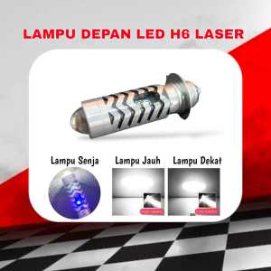 Lampu Depan LED Laser Soket H6 Senja Biru Hi/Low 2 Warna Universal Untuk Semua Motor