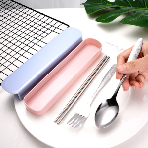 3pcs Portable Stainless Steel Travel Cutlery Utensil Set includes Spoon Chopsticks & fork with Case outdoor Traveling ✅✅✅✅✅✅**** PRINTING CUSTOM LOGO AVAILABLE *****✅✅✅✅✅✅