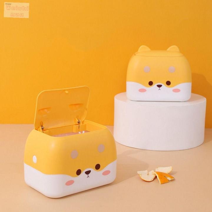 Weishiman Plastic Shiba Inu Trash Can Cartoon Double Layer Desktop 