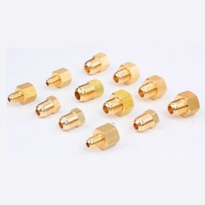 NUBE Female-Male Copper Tube Adapter Brass 1/4" 3/8" 1/2" 3/4" Brass Pipe Fitting Flare Fitting Reducer Joint