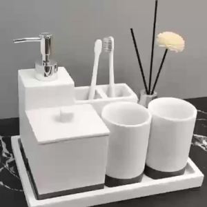 LDIES 1pc Bathroom Toiletries Bathroom Storage Tray Ornaments Press Type Lotion Bottle Cotton Swab Ornament Toothbrush Holder Q8P6Z