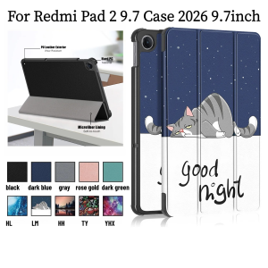 Ốp Cho Redmi Pad 2 9.7 2026 9.7 Inch Ốp Cứng Gập Ba Từ Tính Lật Bằng Da PU Chống Sốc Ốp Máy Tính Bảng Tự Động Ngủ / Thức 2026