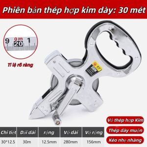 Thước cắm đất dây thép bạc cao cấp Hives Tools chiều dài 30M 50M chống xước chống va đập thước cuộn thép