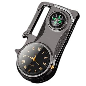 Multi Functional Outdoor Compass True Watch Windproof Red Fire Butane Gas Lighter Portable Bottle Opener Keychain Lighters Gifts
