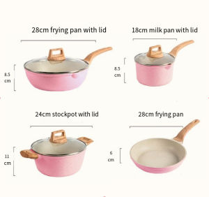 Ecowin 4pcs Non-Stick Cookware Set Maifan Stone Coating Classic Black Series With Lids Suitable For All Stoves