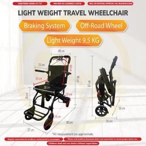 Ready stock🇲🇾40cm Lightweight Travel Airplane Manual Wheelchair Foldable Wheelchair Smallest Chair Flip Up Arest