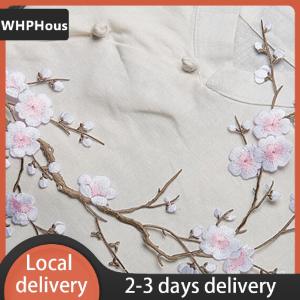[COD] WHPHous Ship within 24 hours   Beautiful Embroidered Plum Blossom Flower Patch Iron/Sew on Applique Motif Craft