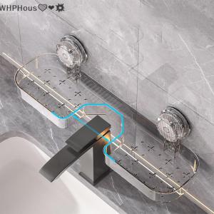 WP💓💛💖 Wash Basin Suction Cup Rack Wall Mounted Punch-free Storage Rack Detachable Washable Load-bearing Rack Punch-free Acrylic Shelf