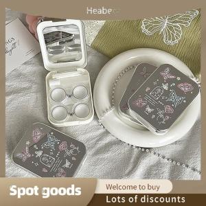 Heabety Fashion Two Pack Contact Lens Case For Girls Portable Mini Contact Lens Box Contact Lens Container Soak Storage Kit