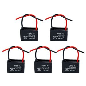 OKKFINE 1/5Pcs Plastic Shell Fan Capacitor Insulation 1.5uf Motor Start Capacitor Durable Motor Run Capacitor for Wall Mounted Fans Desk Fans and Floor Fans