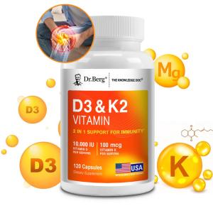 Dr. Berg Vitamin D3 K2 Supplement 10000 IU D3 100mcg K2 7-in-1 Formula with Zinc Magnesium B6 Immunity Support