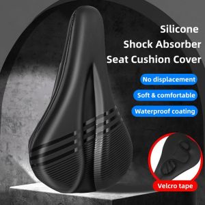 Non-Slip Bike Saddle Cover 4cm Thickened Silicone Memory Foam Waterproof Wear-Resistant Bike Cushion Cover PU Leather Anti-Slip Bicycle Seat Cover