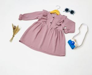 Dress Anak Lengan Panjang | Cinkle Airflow | 1-4 Tahun | Termurah | [SAIBAKIDS]