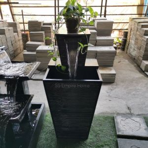 S4 XL Fiberglass Lines Feng Shui Water Fountain Square Pond Kolam Air Garden Water Feature 风水流水喷泉瀑布池 Waterfall