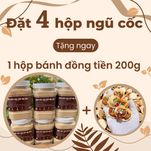 Combo 4 hộp Ngũ cốc dinh dưỡng cao cấp mẹ min 17 vị ( Không  Có đậu nành) Hộp 500G Tặng 200G Bánh đồng tiền mix hạt