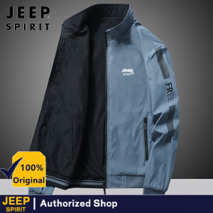 JEEP SPIRIT Double-sided jacket mens stand collar business casual jacket Mens lightweight jacket Mens jacket Flying jacket windproof jackets