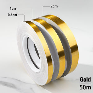 50M Băng Keo Miếng Gạch Dán Tự Dính Giấy Dán Gạch Viền Nẹp Khe Tường Chống Thấm Sàn Miếng Dán Đường May Làm Đẹp Vàng Đen Trang Trí Nhà Cửa