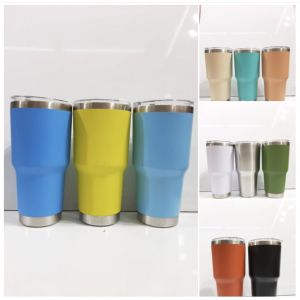 🔥 โปร พร้อมส่ง แก้วน้ำ 30OZ แก้วเก็บความเย็น สีด้านขอบเงิน สีล้วน แก้วเยติ