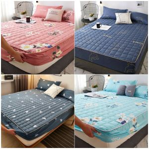 3IN1 Queen/King Fitted Cadar With Cotton Anti Slip Mattress Cover Fitted Bedsheet Flower Design