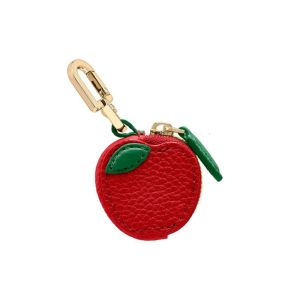 CHENJIE Strawberry Fruit Shape Coin Purse Cute Cherry Fruit Keychain Portable Zipper Earphone Bag Women