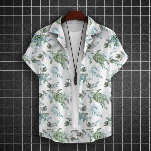 SHUNAICHI  Animal Hawaiian Shirt 2023 Turtle Pattern 3d Print Oversized MenS Shirts Summer Shirt For Men Street Casual Daily Short Sleeves