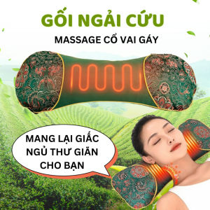 Gối Massage Gối Chườm Ấm Cổ Gáy Ngải Cứu Gối Ngải Cứu Cắm Điện Làm Nóng Cổ Giúp Giảm Đau Vai Gáy
