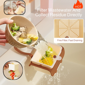 Hanging Sink Drain Basket Side Hanging Kitchen Food Residue Filter Basket Dry and Wet Separation Fruit Washing Filter Water厨房水槽可挂式沥水篮