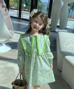KYII Kids Girls Summer Round-neck Dress Casual Loose Dress kyii0058