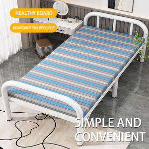 【Spot +24hours delivery】Metal Folding Bed 75/100CM Black/White Single Foldable Portable Bedroom Folding Bed Single Heavy Duty Bed Frame