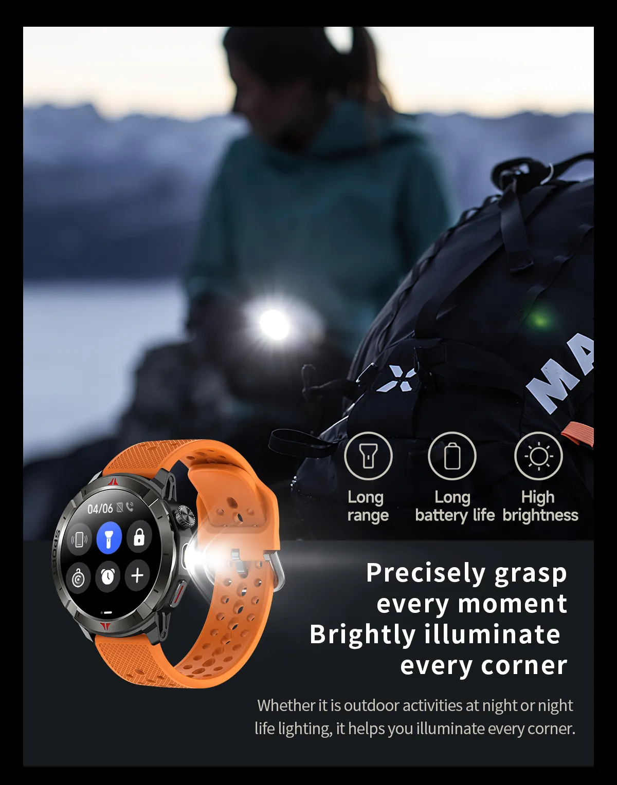 Aolon Navi R4 GPS สมาร์ทวอทช์ ตำแหน่งความถี่คู่หกดาวเทียม รับรู้การเคลื่อนไหวโดยอัตโนมัติ ระดับความสูง นาฬิกาสุขภาพ